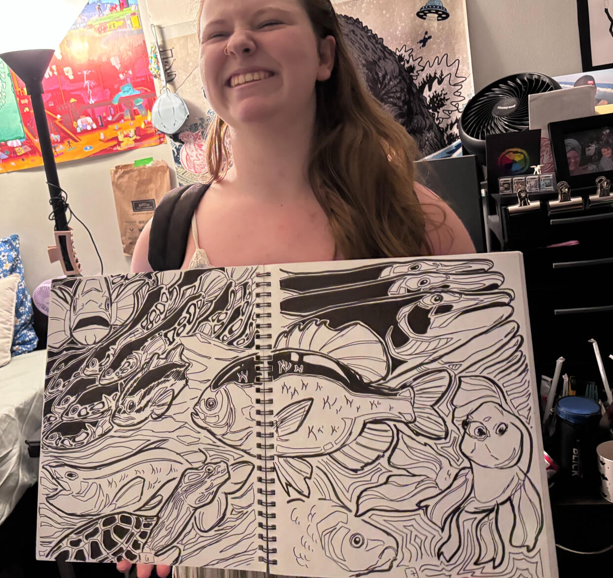 "ANIM190 sketchbook spread" 2025 - Ink on Paper