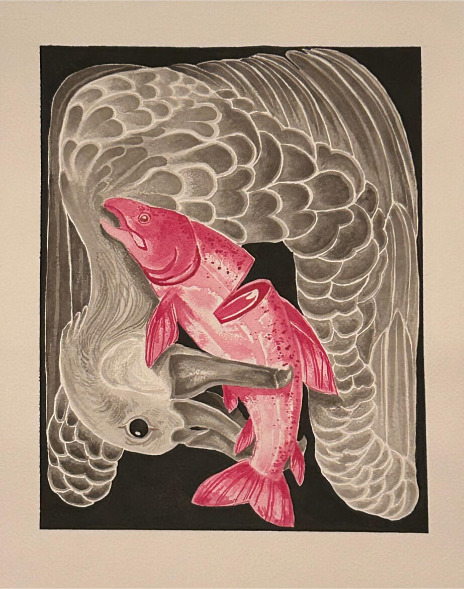 "piece of me" 2025 - India Ink on Watercolor Block