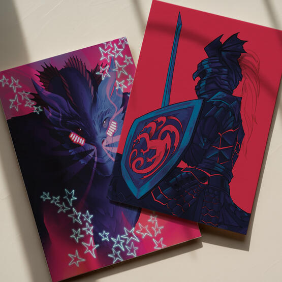 Kawaii Drogon &amp; Targaryen : 5"x7"